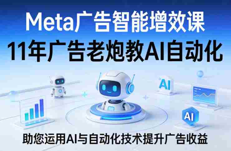 Meta广告智能增效课，11年广告老炮教AI自动化，助您运用AI与自动化技术提升广告收益-有道网创