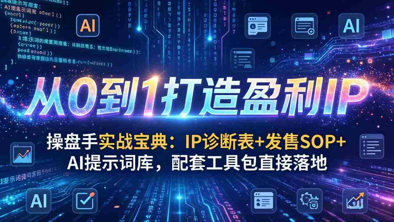 （17593期）操盘手实战宝典：IP诊断表+发售SOP+AI提示词库，配套工具包直接落地，从0到1打造盈利IP-有道网创