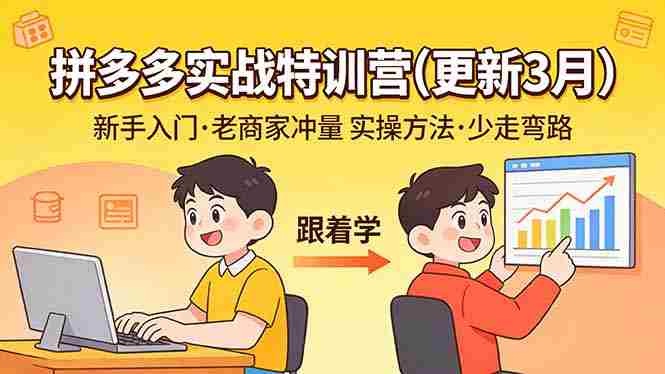 (17654期)拼多多实战特训营(更新3月):不管是新手入门或老商家冲量,都有实操方法,跟着学,少走弯路-有道网创