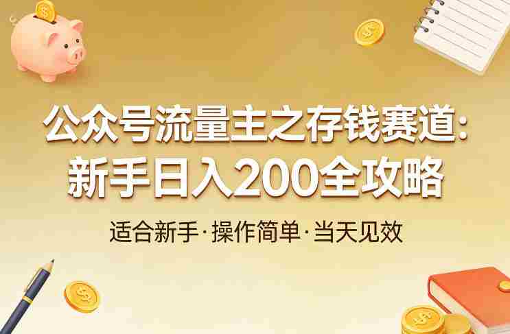 公众号流量主之存钱赛道，贴合当下需求，适合新手，一天收益2张-有道网创