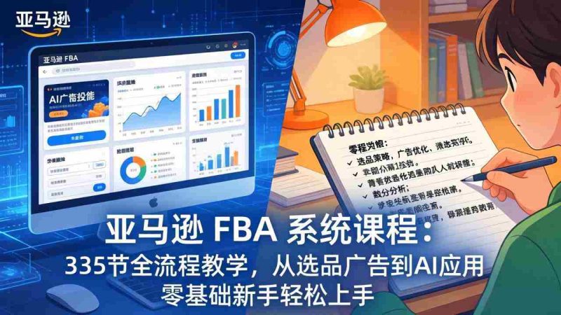 （17744期）亚马逊 FBA 系统课程（更新26年3月）335节全流程教学，从选品广告到AI应用，零基础新手轻松上手-有道网创