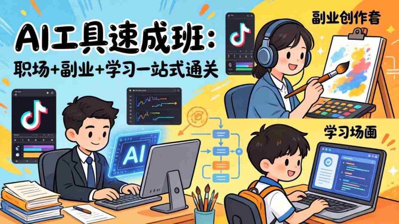 (17650期)AI工具速成班:职场+副业+学习一站式通关,20+爆款类型+剪映技巧+抖音算法,0基础快速上手-有道网创