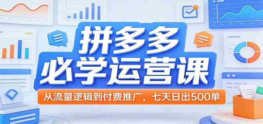 拼多多必学运营课：从流量逻辑到付费推广，七天日出500单-有道网创