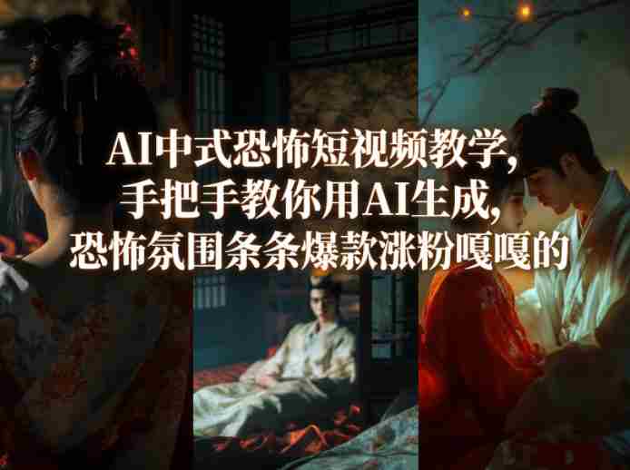 AI中式恐怖短视频教学，手把手教你用AI生成，恐怖氛围条条爆款涨粉嘎嘎的-有道网创