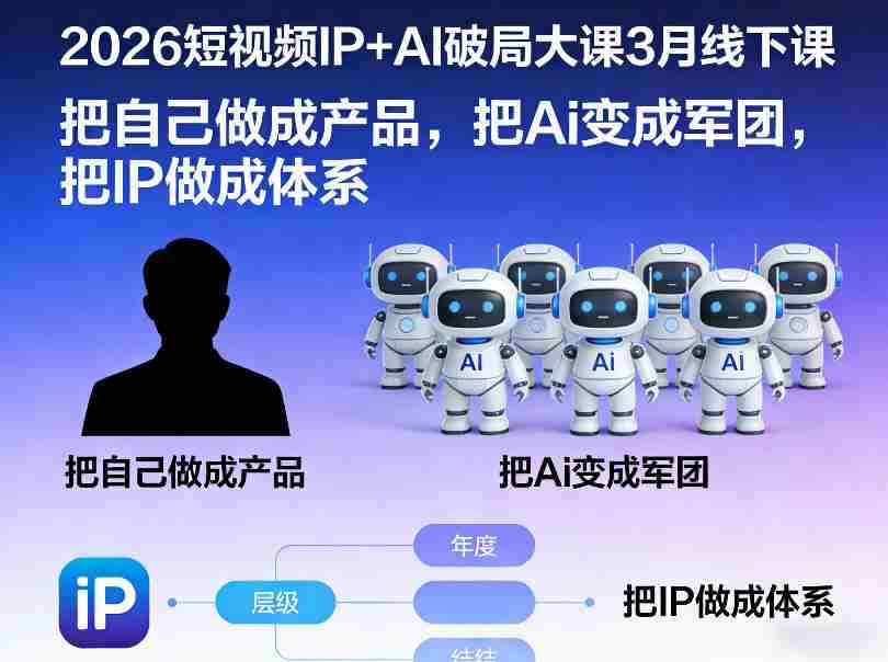 2026短视频IP+AI破局大课3月线下课，把自己做成产品，把Ai变成军团，把IP做成体系-有道网创