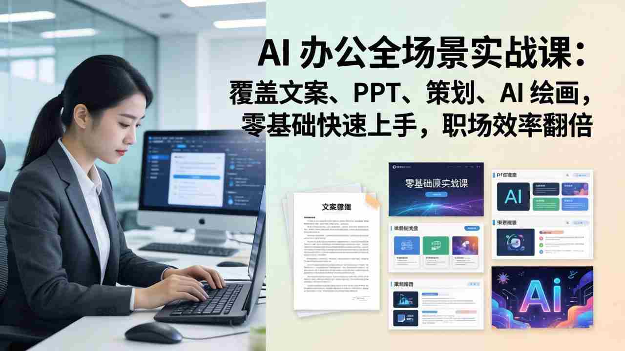 （17732期） AI 办公全场景实战课：覆盖文案、PPT、策划、AI 绘画，零基础快速上手，职场效率翻倍-有道网创