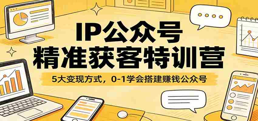 IP公众号精准获客特训营：5大变现方式，0-1学会搭建赚钱公众号-有道网创