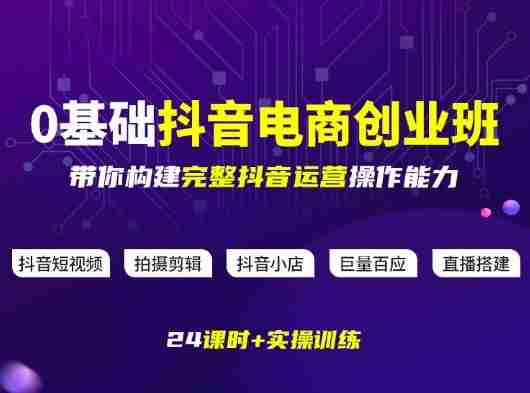某电商学院0基础抖音电商创业班,带你构建完整抖音运营操作能力-有道网创