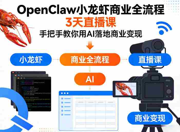 OpenClaw小龙虾商业全流程3天直播课,手把手教你用AI落地商业变现-有道网创