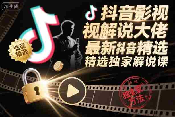 抖音影视解说大佬最新抖音进精选和独家方法，精选独家解说课（更新26年3月）-有道网创