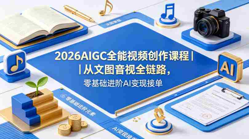 2026AIGC全能视频创作课程｜从文图音视全链路，零基础进阶AI变现接单-有道网创
