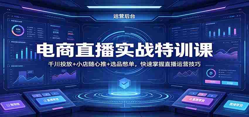 电商直播实战特训课：千川投放+小店随心推+选品憋单，快速掌握直播运营技巧-有道网创