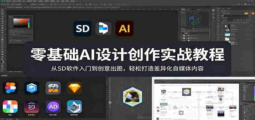 零基础AI设计创作实战教程：从SD软件入门到创意出图，轻松打造差异化自媒体内容-有道网创