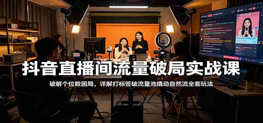 抖音直播间流量破局实战课：破解个位数困局，详解打标签破流量池撬动自然流全套玩法-有道网创