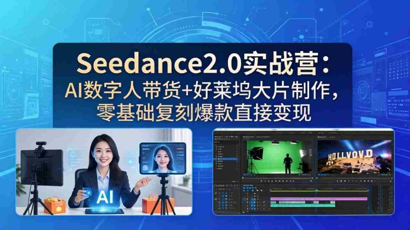 (18238期)Seedance2.0实战营:AI数字人带货+好莱坞大片制作,零基础复刻爆款直接变现-有道网创