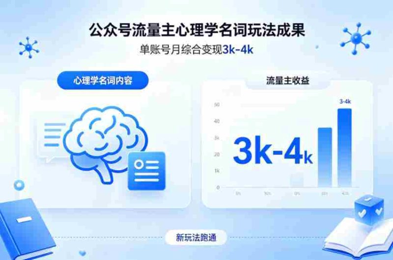 公众号流量主新跑通心理学名词玩法，单账号月综合变现3k-4k-有道网创