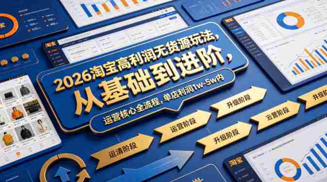 2026淘宝高利润无货源玩法，从基础到进阶，运营核心全流程，单店利润1w-5w内-有道网创