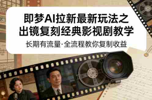 即梦AI拉新最新玩法之出镜复刻经典影视剧教学，长期有流量，全流程教你复制收益-有道网创
