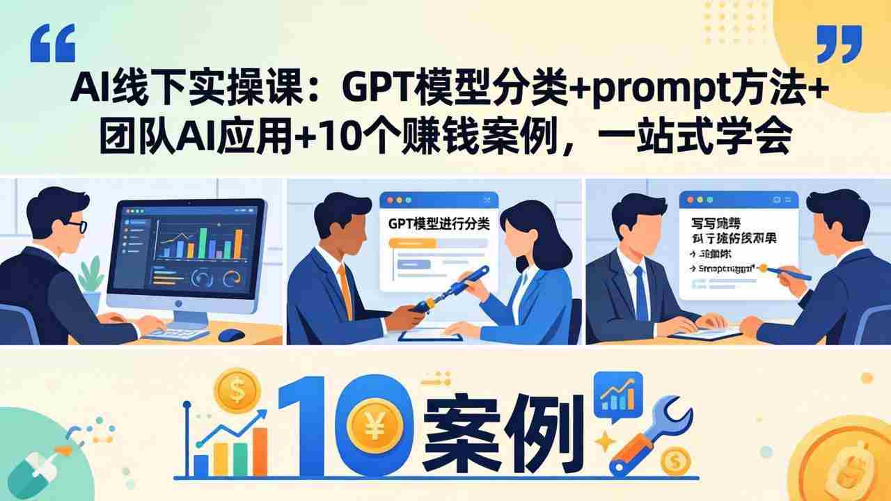 （18017期）AI线下实操课：GPT模型分类+prompt方法+团队AI应用+10个赚钱案例，一站式学会-有道网创