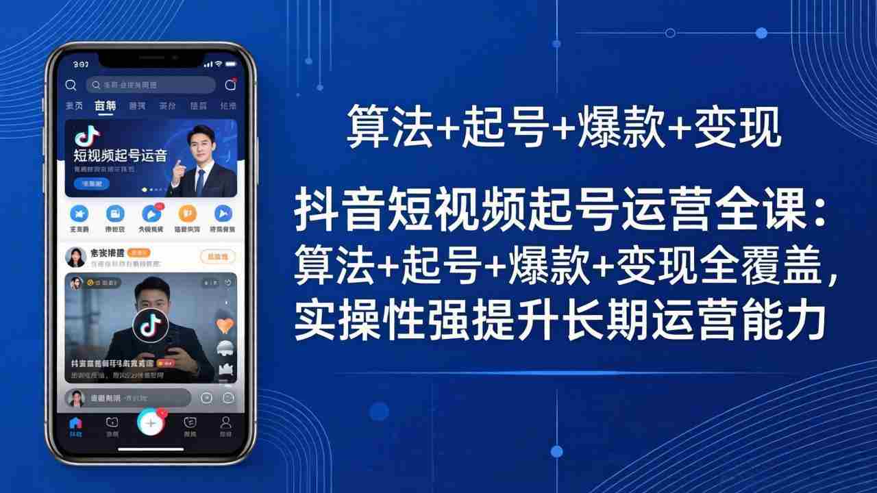 （18071期）抖音短视频起号运营全课：算法+起号+爆款+变现全覆盖，实操性强提升长期运营能力-有道网创