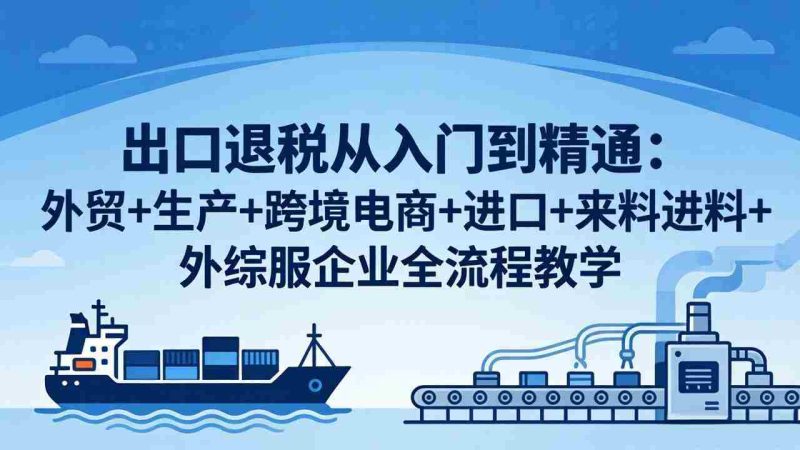 （18065期）出口退税从入门到精通：外贸+生产+跨境电商+进口+来料进料+外综服企业全流程教学-有道网创