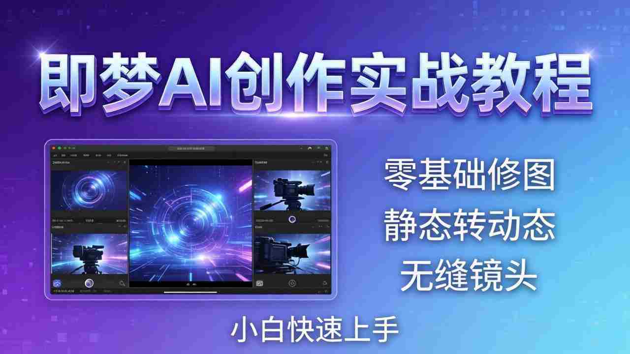 （18196期）即梦AI创作实战教程，从零基础修图到AI导演，实战教学静态转动态+无缝镜头，小白快速上手-有道网创