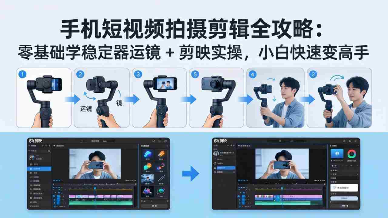 （18003期）手机短视频拍摄剪辑全攻略：零基础学稳定器运镜 + 剪映实操，小白快速变高手-有道网创