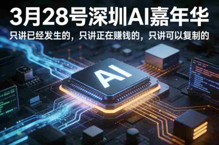 3月28号深圳AI嘉年华，只讲已经发生的，只讲正在賺钱的，只讲可以复制的-有道网创