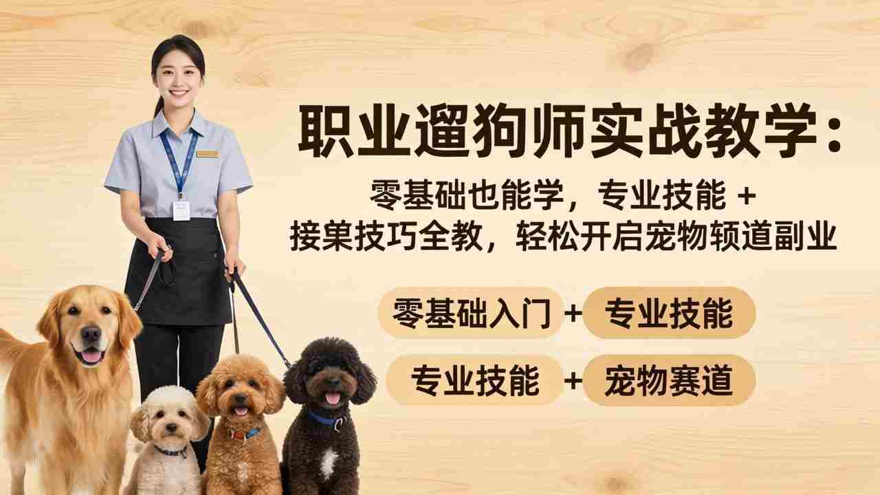 （18115期）职业遛狗师实战教学：零基础也能学，专业技能 + 接单技巧全教，轻松开启宠物赛道副业-有道网创