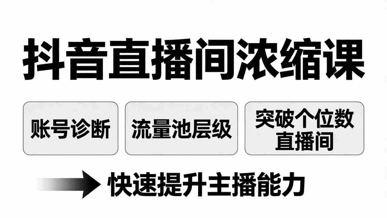 （17905期）抖音直播间浓缩课：账号诊断+流量池层级，突破个位数直播间，快速提升主播能力-有道网创