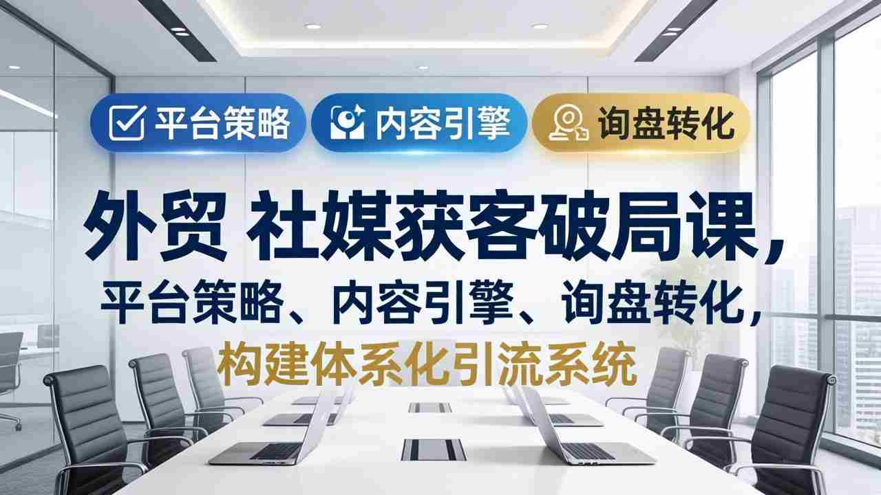 （17901期）外贸 社媒获客破局课，平台策略、内容引擎、询盘转化，构建体系化引流系统（更新26年3月）-有道网创