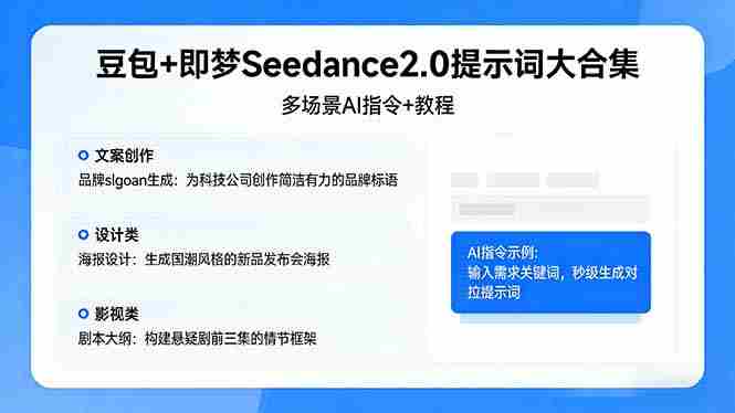 （17935期）豆包+即梦Seedance2.0提示词大合集：多场景AI指令+教程，解锁文案、设计、影视高效创作-有道网创