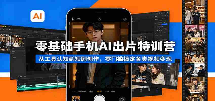 零基础手机AI出片特训营：从工具认知到短剧创作，零门槛搞定各类视频变现-有道网创