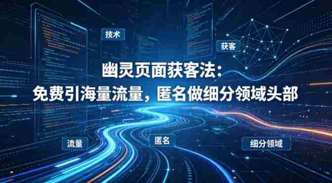 用懂技术！幽灵页面获客法：免费引海量流量，匿名做细分领域头部-有道网创