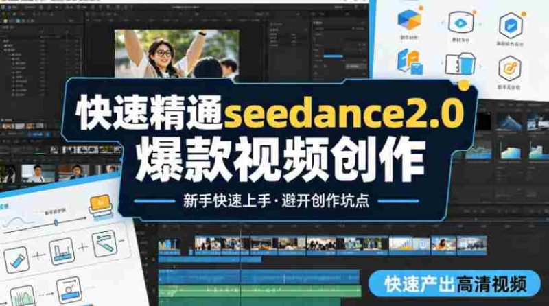 快速精通seedance2.0爆款视频创作，快速产出高清视频，避开大量创作坑点，新手也能快速上手-有道网创