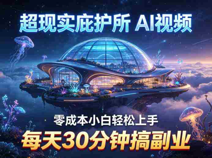 超现实庇护所AI视频项目拆解，零成本小白轻松上手，每天30分钟搞副业-有道网创