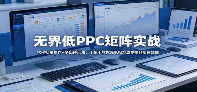 无界低PPC矩阵实战：软件批量操作+多矩阵玩法，手把手教你降低投产成本提升店铺效益-有道网创