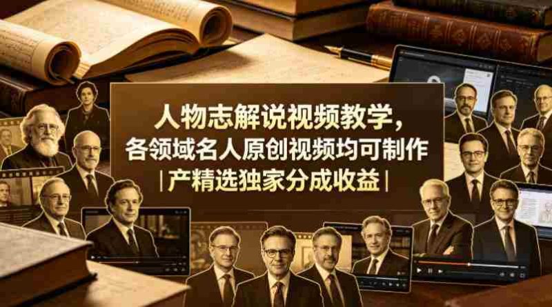 人物志解说视频教学，各领域名人原创视频均可制作丨精选独家分成收益-有道网创
