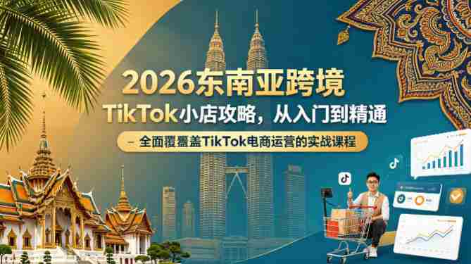 2026东南亚跨境TikTok小店攻略，从入门到精通、全面覆盖TikTok电商运营的实战课程（更新4月）-有道网创
