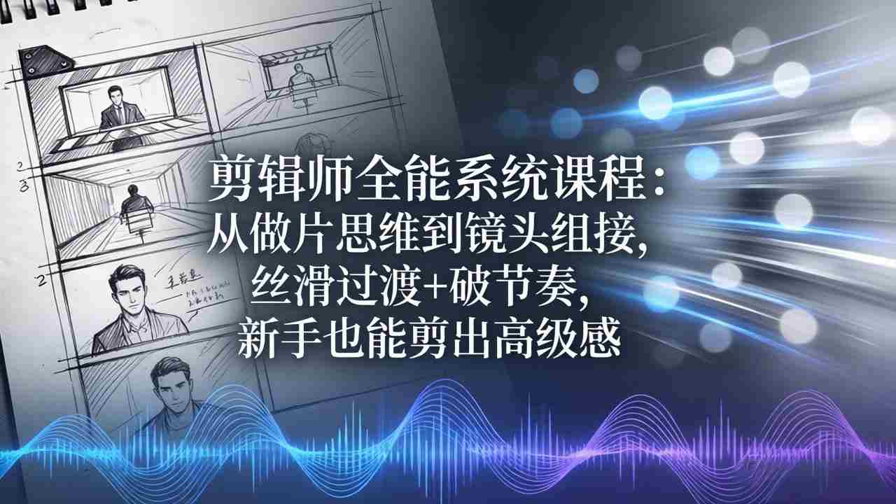 （18260期）剪辑师全能系统课程：从做片思维到镜头组接，丝滑过渡+破节奏，新手也能剪出高级感-有道网创