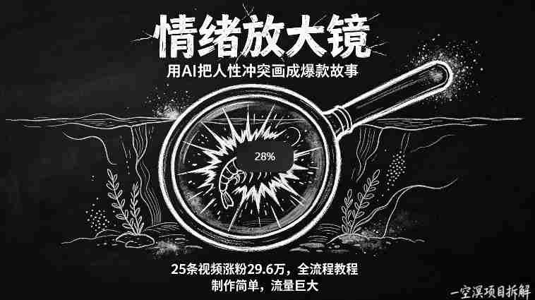 AI制作“情绪放大镜“视频，25条视频涨粉29.6W粉，流量巨大，制作简单，全流程教程-有道网创