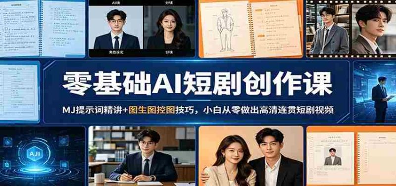 零基础AI短剧创作课:MJ提示词精讲+图生图控图技巧,小白从零做出高清连贯短剧视频-有道网创