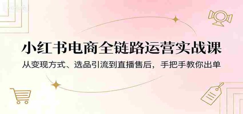 小红书电商全链路运营实战课：从变现方式、选品引流到直播售后，手把手教你出单-有道网创