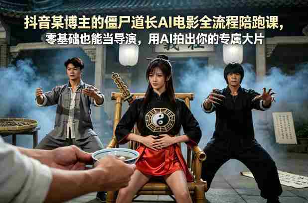 抖音某博主的僵尸道长AI电影全流程陪跑课，零基础也能当导演，用AI拍出你的专属大片-有道网创