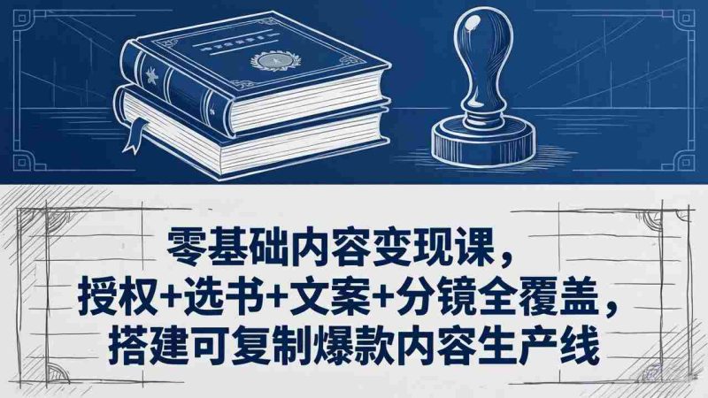 (18243期)零基础内容变现课,授权+选书+文案+分镜全覆盖,搭建可复制爆款内容生产线-有道网创