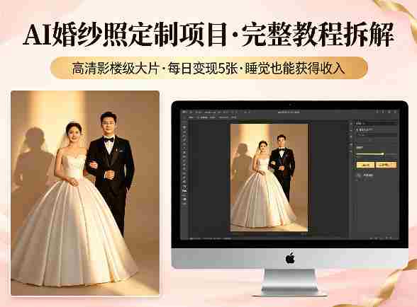 AI婚纱照定制项目，可生成高清影楼级大片，每日变现5张，睡觉也能获得收入【完整教程拆解】-有道网创
