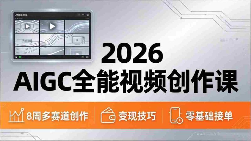 （18215期）2026AIGC全能视频创作课，8周吃透多赛道创作+变现，零基础也能高效出片接单-有道网创