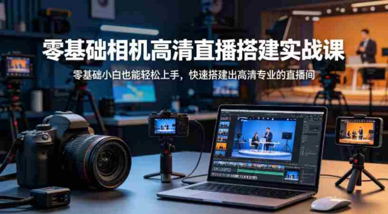 零基础相机高清直播间搭建实战课，小白也能轻松上手，快速搭建出高清专业的直播间-有道网创