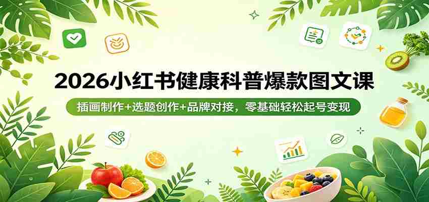 2026小红书健康科普爆款图文课：插画制作+选题创作+品牌对接，零基础轻松起号变现-有道网创