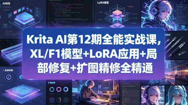 Krita AI第12期全能实战课，XL/F1模型+LoRA应用+局部修复+扩图精修全精通-有道网创